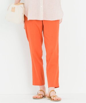 【洗える】リネンヴィスコーステーパード パンツ