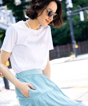 【洗える】プレーティングプリントロゴ Tシャツ