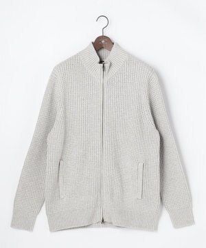  【キングサイズ・3シーズン活躍する綿ブレンド】コットンアクリルバルキー ジップニット ブルゾン