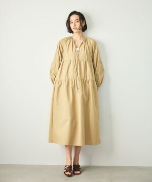  【撥水加工/洗濯機可能】〈全身をさりげなくカバー〉リラクシーティアードワンピース