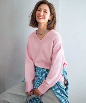  【野呂佳代さん着用】カシミヤブレンド Vネックニット