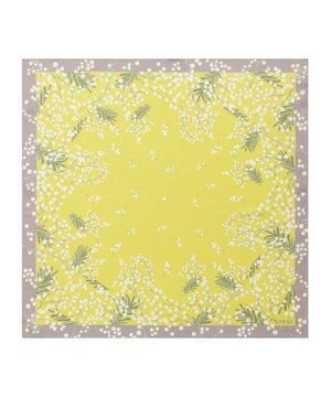  【シルク100%】FURLA (フルラ) ミモザ シルクプリントスカーフ 65cm×65cm UV対策 手洗い可能