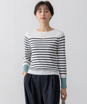  【洗える】シルキーレーヨンワイドリブ ニット