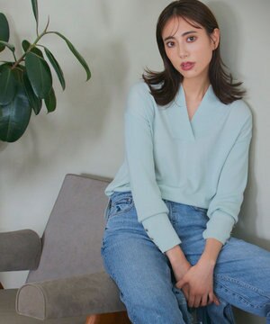  【洗える】ウーステッドウール 重ね襟 ニット