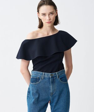 【撥水・洗濯機洗い可】プルーフ ダブルクロス ラッフル ブラウス