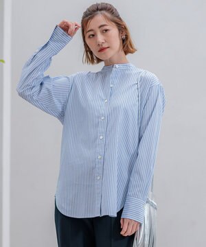  【洗える】CANCLINI バンドカラー シャツ