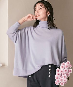  【洗える】ウールブレンド タートルネック ニット