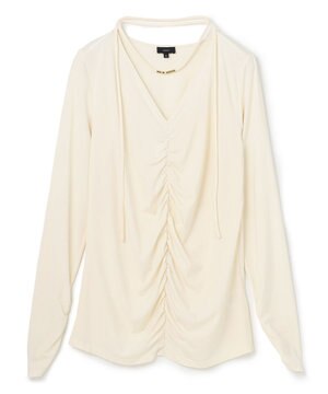 【洗える】モイスチャージャージー　ギャザーカットソー