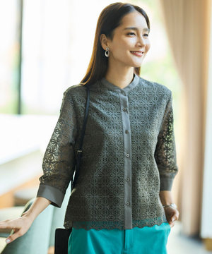 【カタログ掲載・昨年人気・アップデート】ジオメトリックレース ブラウス