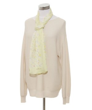  【シルク100%】フルラ (FURLA) シルクシフォンロングスカーフ 小花柄 150cm×35cm