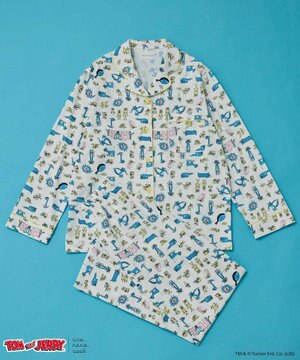  トムとジェリー × une nana cool【綿100%】長袖開襟パジャマ