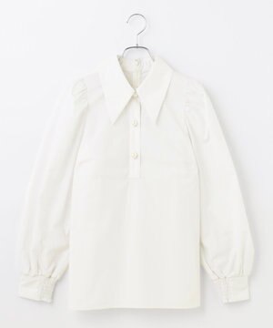  【セレモニーにも】下から着られちゃう！尖り襟パフスリーブブラウス