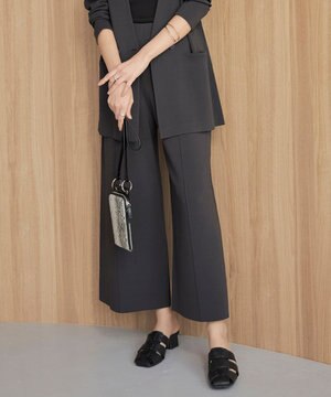  【洗える】ハイゲージスムース ワイドパンツ