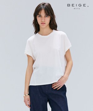  【BEIGE,ecru/WEB限定・洗える】FINE DRY TOUCH / ねじりデザインコットンクルーネックTシャツ