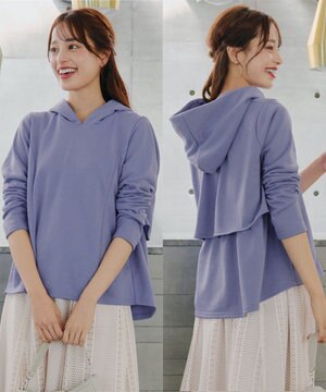  【洗える】裏毛バックフレアパーカー