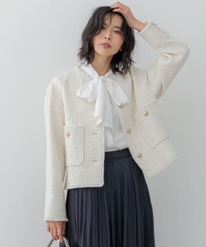  【滝沢眞規子さん着用】GIOLICA ボタン ツイード ジャケット