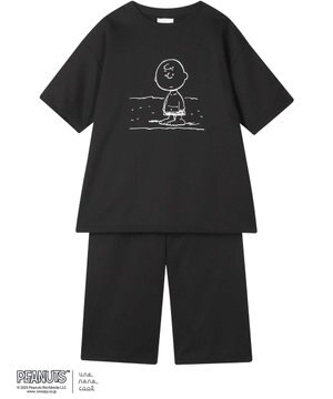  【綿100％】度詰コーマシルケットミニ裏毛パジャマ PEANUTS × une nana cool