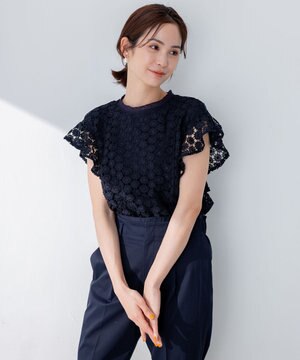 【洗える】フラワーレース ブラウス