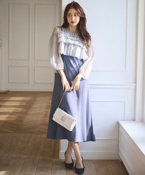  【Lily Calin】チュールフリルトップス×ドレスセット