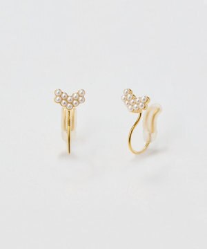  【痛くないシリーズ】グレインパールハートライトフィットイヤリング　ゴールド