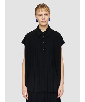  エアリープリッセ　ポロカラーブラウス