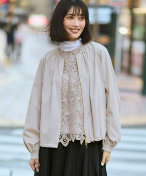  2WAYストレッチタフタ ギャザーブルゾン