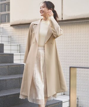  【洗える】ライトミディ トレンチコート