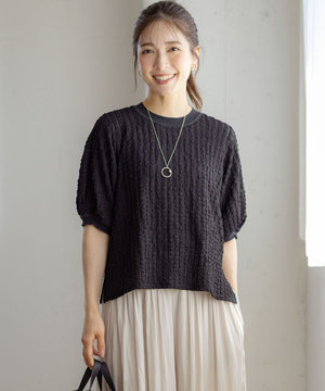 レーシージャージーニットライク カットソー