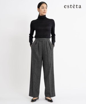  【エステータ】シルクネップツイード パンツ