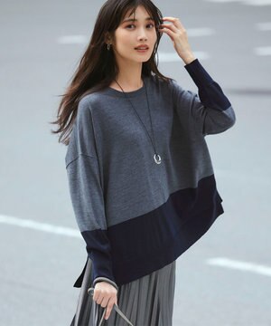 【WEB限定カラーあり/洗える】ウーステッドウール ワイドシルエット ニット