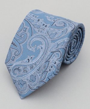  【日本製】西陣ネクタイ_サックスブルー系