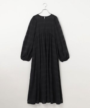  シアーチェックボリュームワンピース