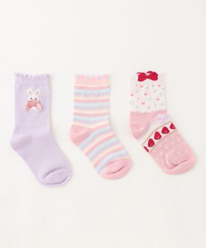  【3点セット】ソックス (ウサギパステル)