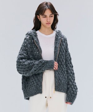  KOKOMO / ウールアルパカメッシュニットパーカー