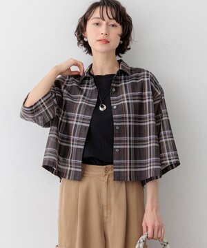  【先行予約】ハイツイストシアーチェック クロップド シャツ