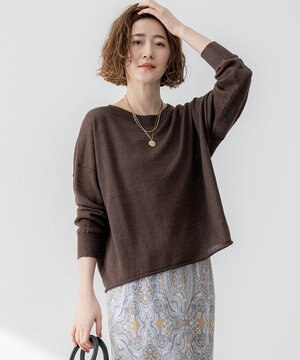  【洗える】ピュアリネン ワイド ニット