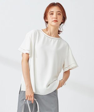 【洗える】バックサテンジョーゼット フレア ブラウス