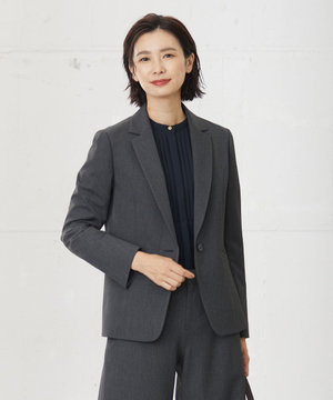 【洗える】T/Rアルガンシルク テーラード ジャケット