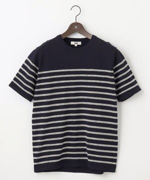  【清涼感/ストレッチ/洗える】クールスキン ボーダーT ニット