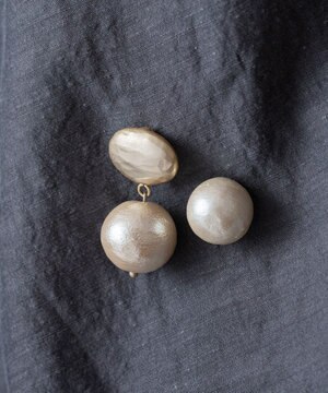  オーバルカボション&コットンパール2setブローチ