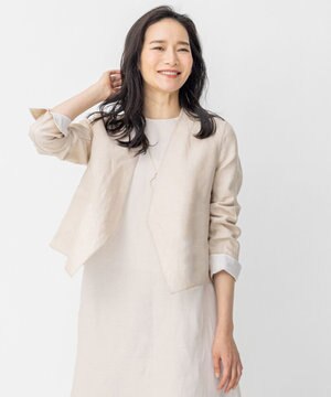 【Sサイズ有】リネン ノーカラージャケット