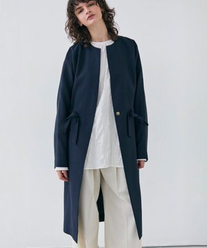 【洗える】PORDIC / ノーカラードルマンロングコート
