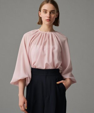 【吸水速乾・接触冷感・洗濯機洗い可】シアーボイル ボリュームスリーブブラウス（uncrave STANDARD）