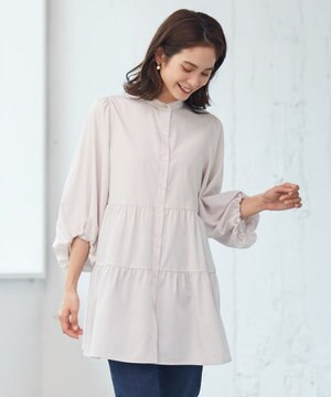 【洗える】バンドカラーティアードチュニック