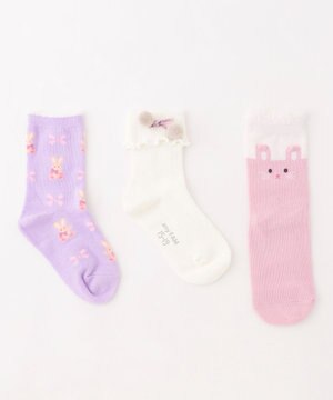  【3点セット】ソックス (ウサギポンポン)