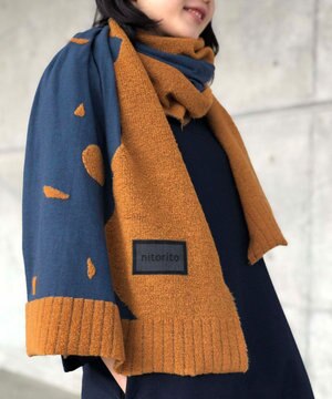  【UNISEX】mountain&moon 山と月モチーフ柄 ストール