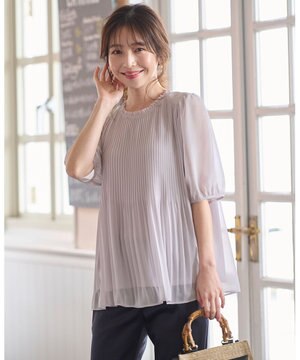  【洗える】エアリープリーツ ブラウス