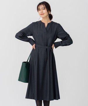  ウールジョーゼット フィットアンドフレア ワンピース