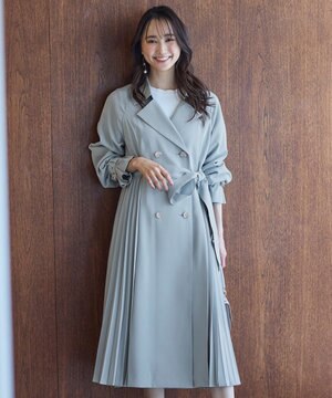  【UVカット・花粉ガード】プリーツデザイントレンチ コート