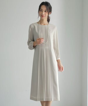  【洗える】ノルディス2wayジョーゼット フロントプリーツ ワンピース